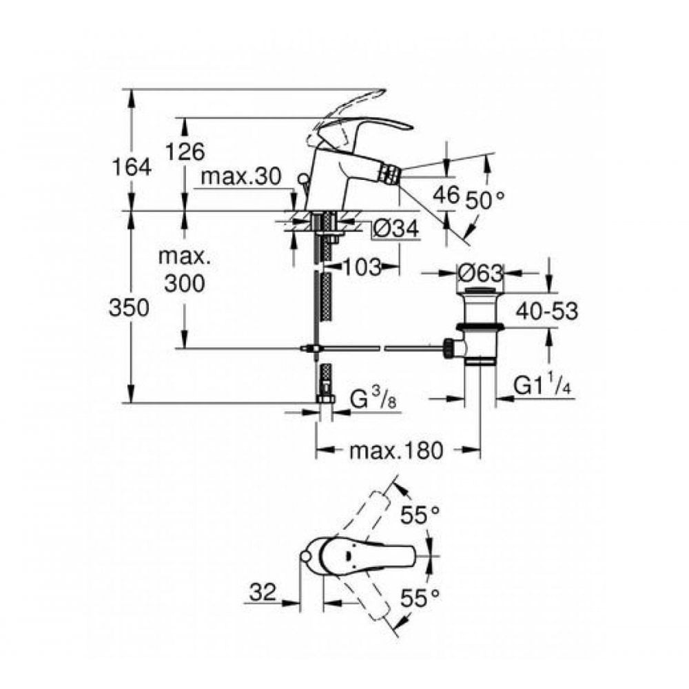 Grohe Eurosmart Bidet Mixer 1/2" S-Size
