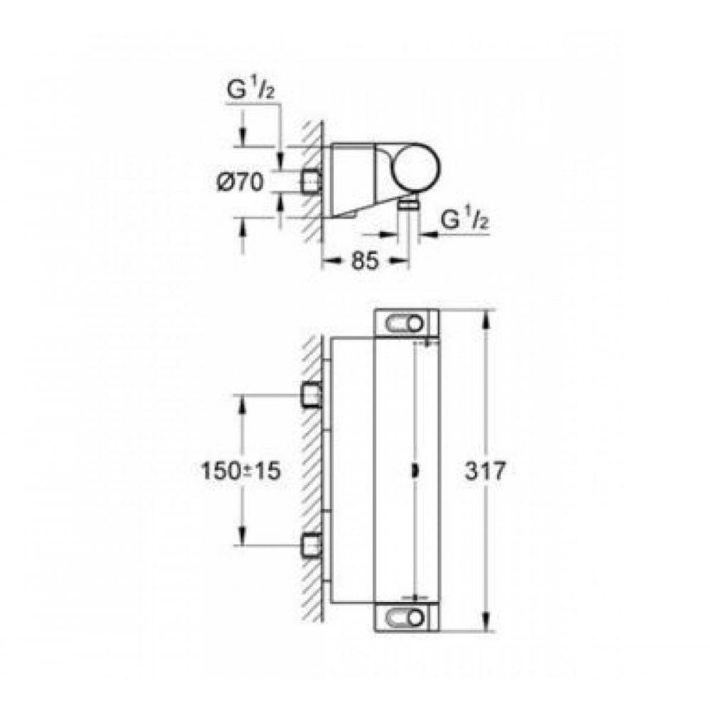 Grohe Grohtherm 2000 Thermostatic Mixer with Tray