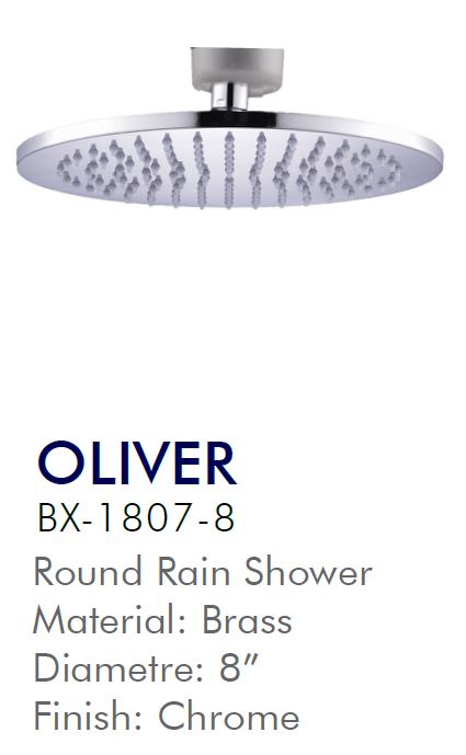 Shower Rain Brass Round Chrome - Bx-1807 (8 Inch)