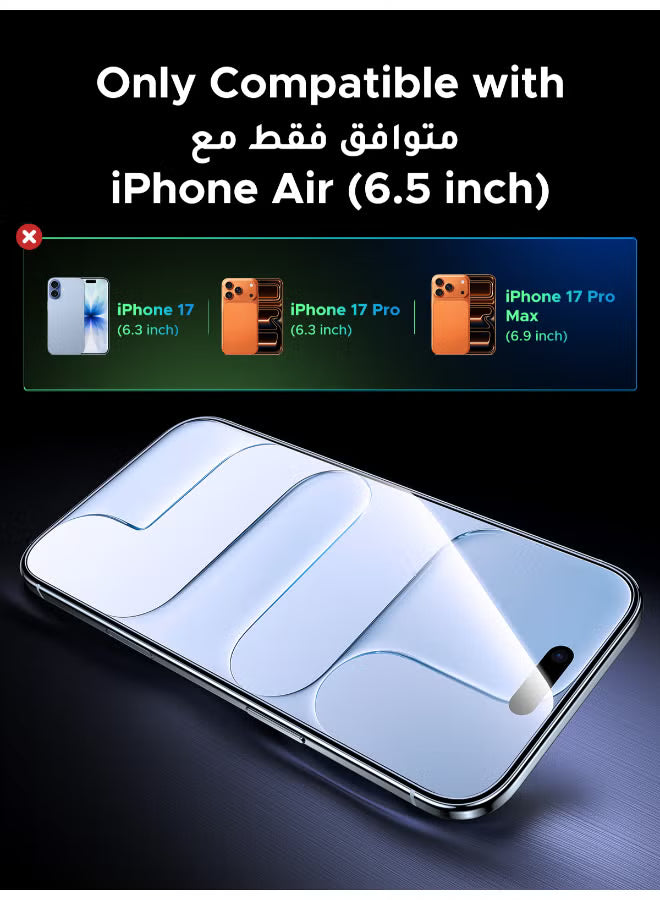 2Pack iPhone Air Screen Protector With Auto Alignment Kit Ultra HD Clear, Scratch Resistant, Military-Grade Protection, Easy Installation, Anti-Fingerprint, Bubble Free Glass Film