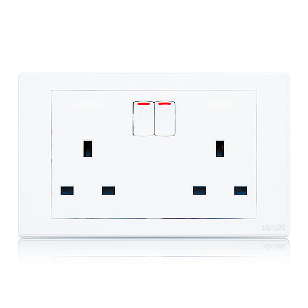 Switched Socket 2gang-13a Pc Panel And Stainless Steel Support