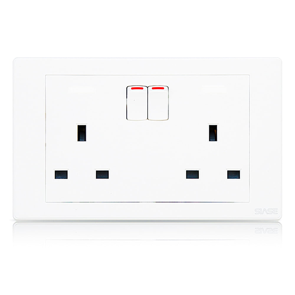 Switched Socket 2gang-13a Pc Panel And Stainless Steel Support
