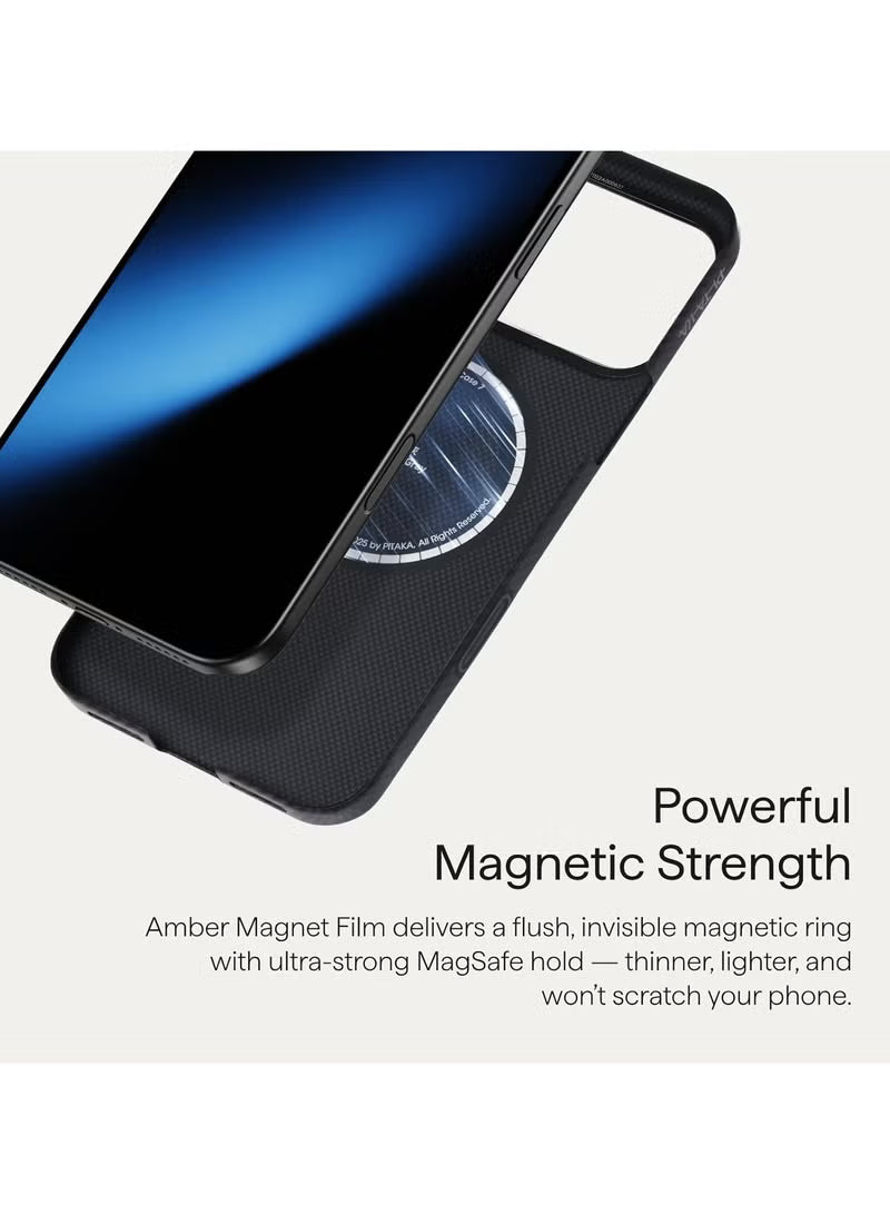 pitaka for iPhone 17 Pro Max Case 6.9" with Camera Control Button, Compatible with MagSafe, Ultra-Slim Case with Caseless Touch Feeling, 600D Aramid Fiber Woven, Black/Grey(Twill)