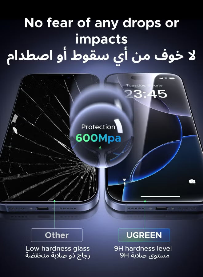 2P Screen Protector and 1P Camera Lens Protector Combo for iPhone 17 Pro Max Ultra HD Clear Scratch Resistant, Military-Grade Protection, Easy Installation, Anti-Fingerprint, Bubble Free Glass Film -