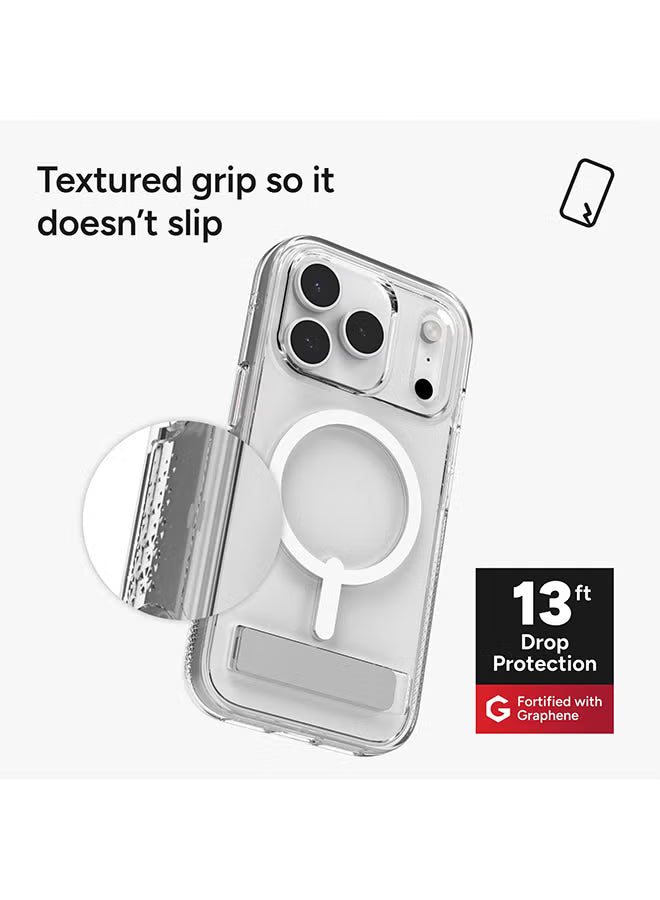 iPhone 17 Pro Case – Crystal Palace Snap MagSafe Compatible Clear Cover with Kickstand, Graphene Strength, 13 ft Drop Protection & Anti-Yellowing – Clear