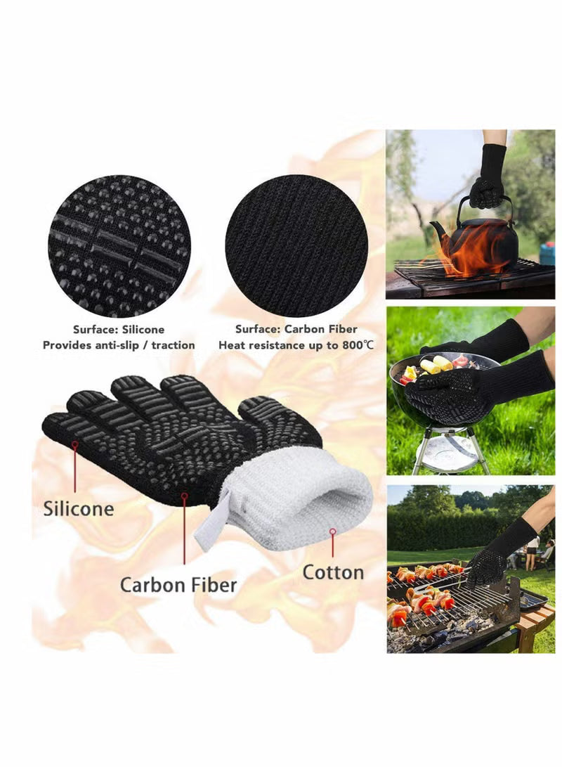 BBQ Heat-Resistant Gloves – Black Grilling & Cooking Gloves