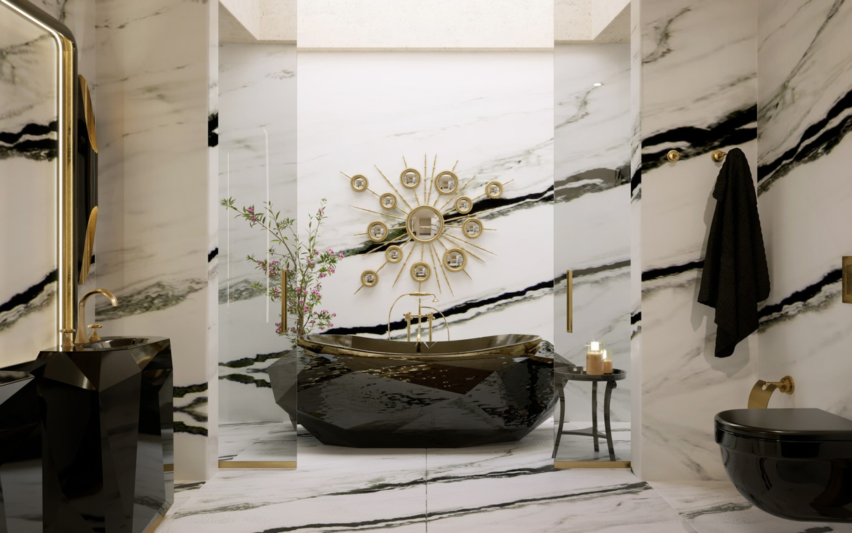 A10 Black Bathtub – Gold Edge, 2150mm (92787)