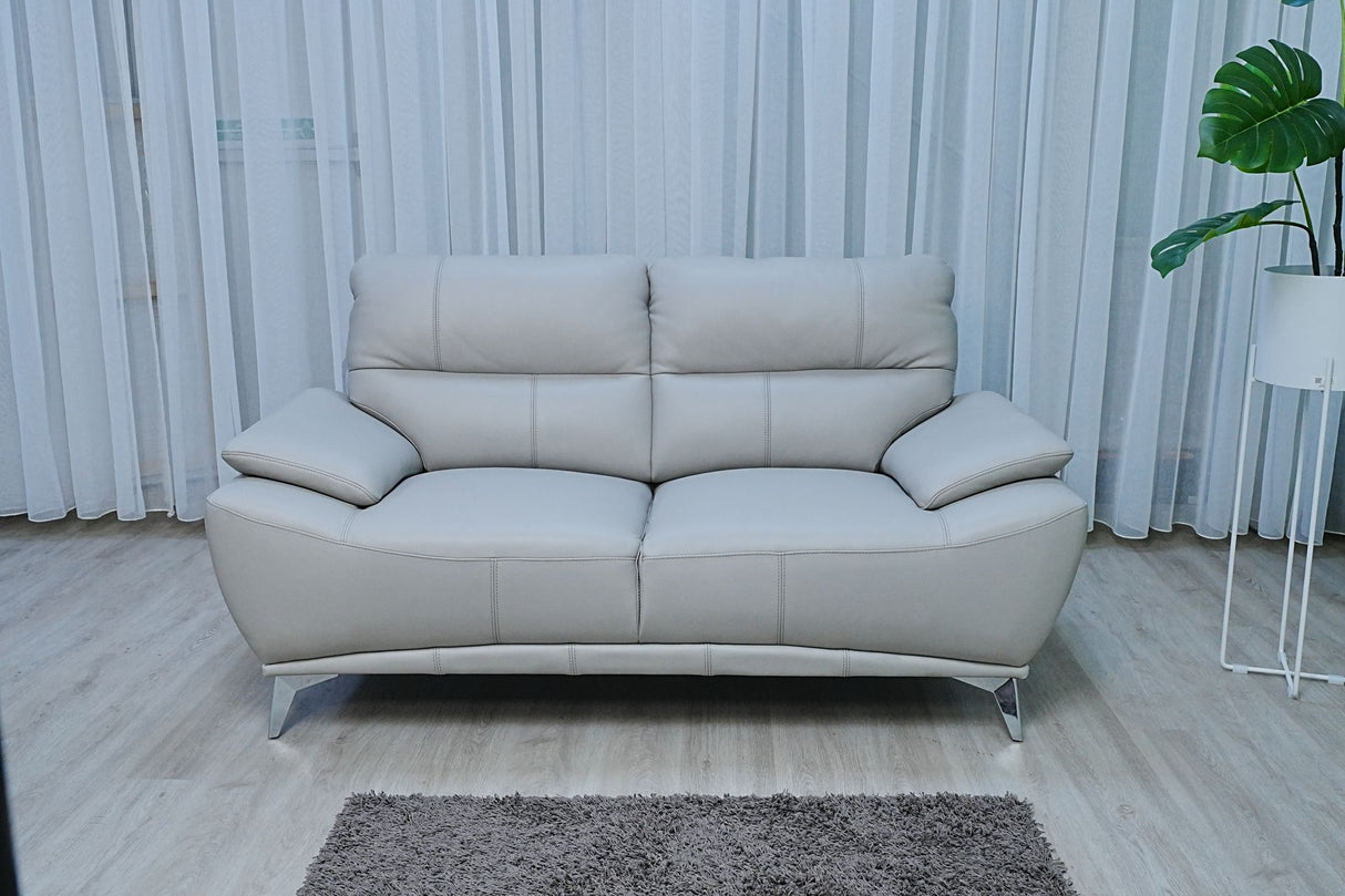 Full Leather Sofa Set (Light Grey)