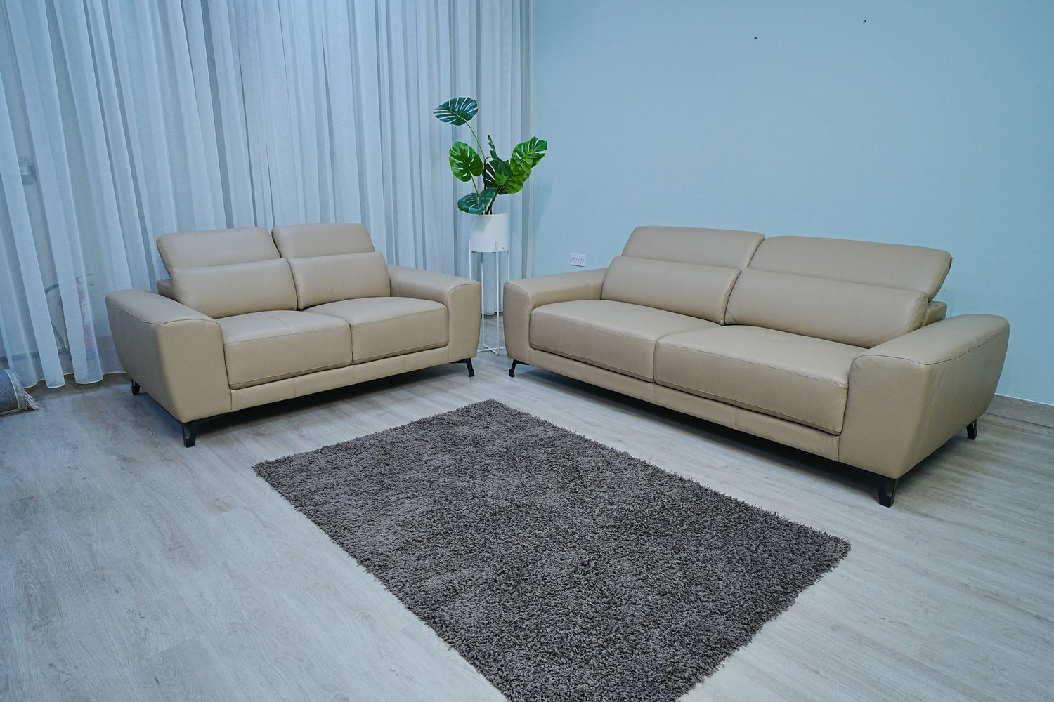 Full Leather Sofa Set(Sand)