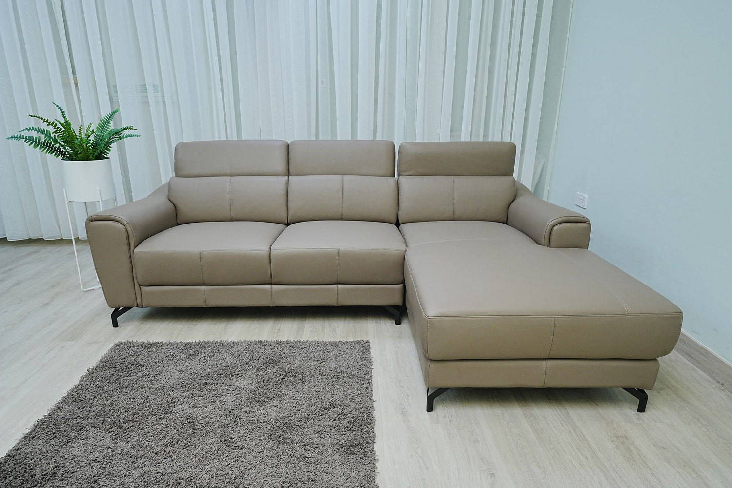 Full Leather Sofa Set  (Latte)