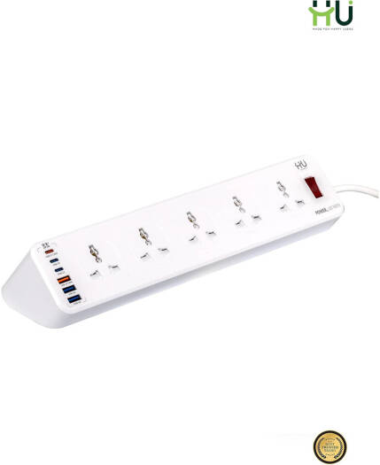 HU Universal Power Socket Tower Extension HAC-1008 – 10 Outlets with 33W USB & 2500W Power