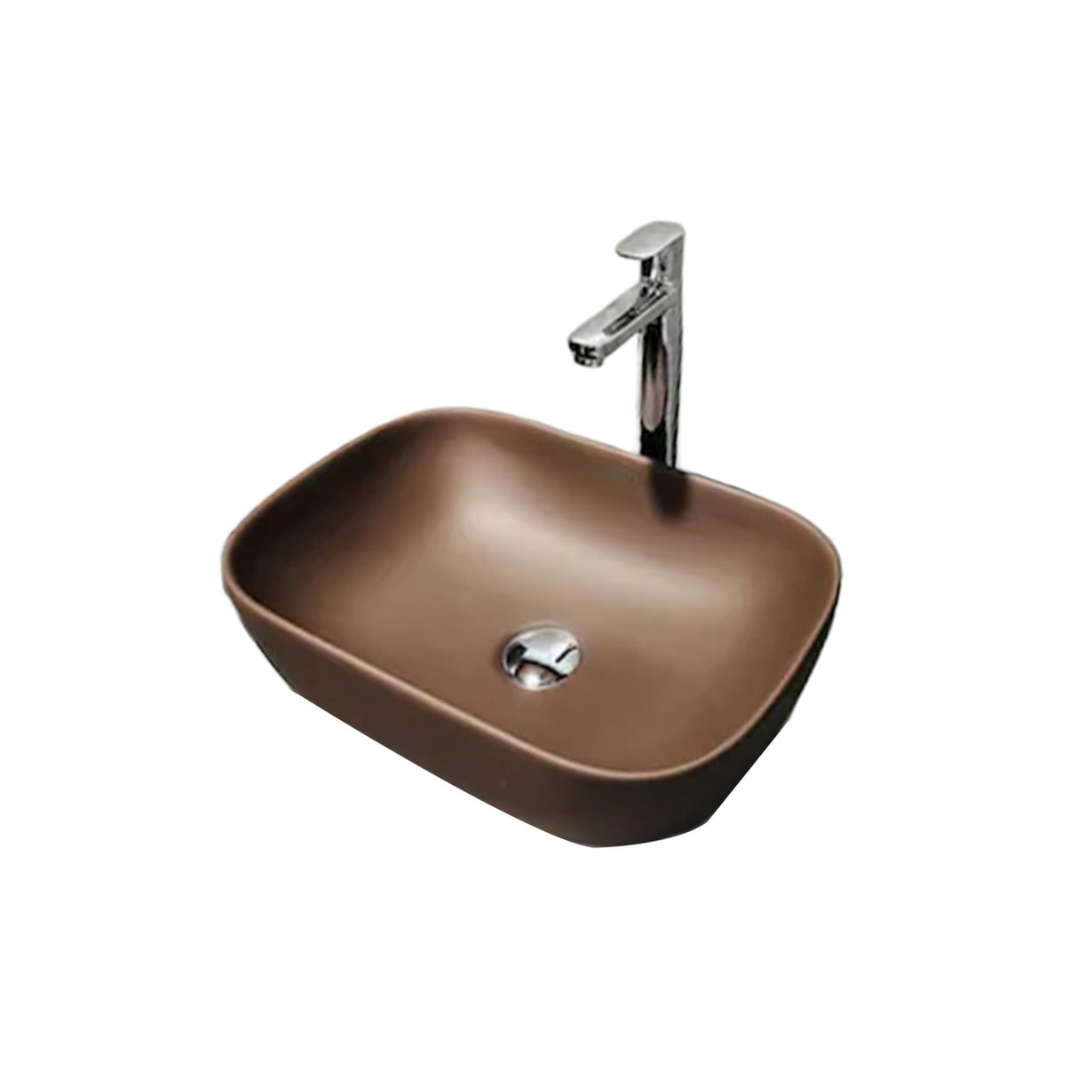 Tribeca Freestanding Wash Basin – 60×38 cm | One-Hole Design in Matt Nut Brown (Art. 514181)
