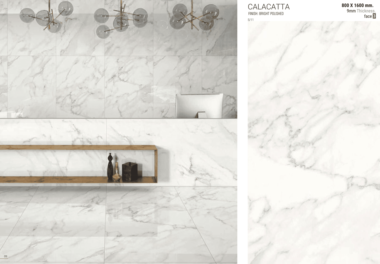 Calacatta Glossy Tile – 160×80 cm