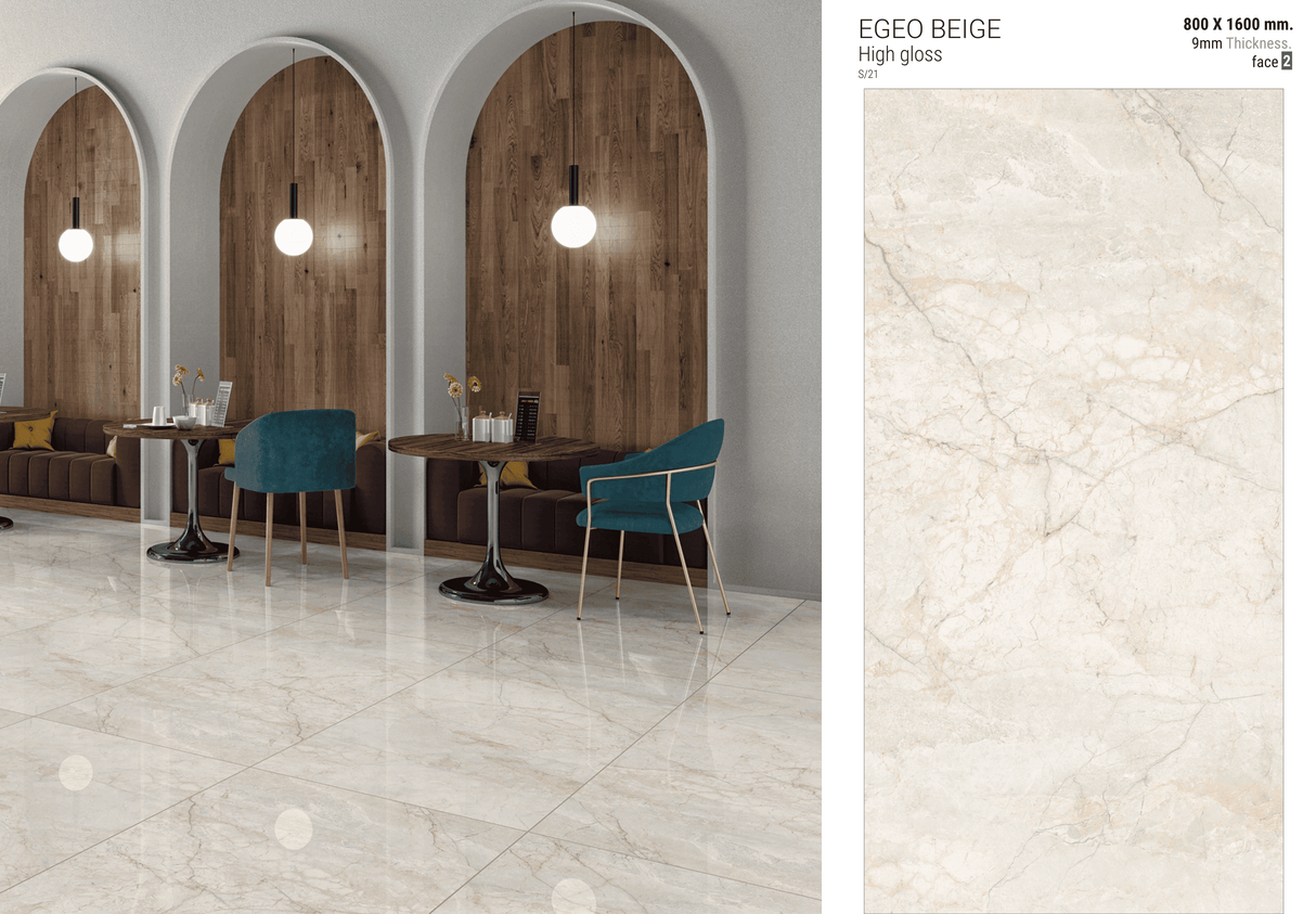 Egeo Beige Glossy Tile – 160×80 cm