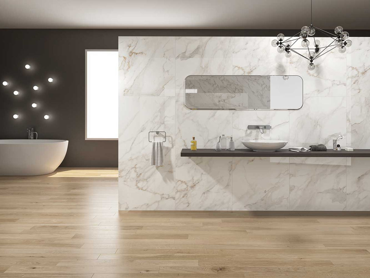 Calacatta Glossy Tile – 160×80 cm