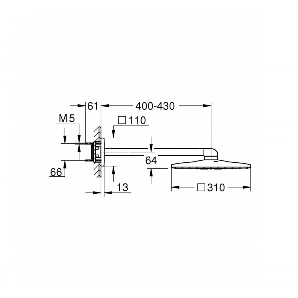 Grohe Rainshower 310 Smart Active Cube Head Shower Set – 430 mm – 2 Spray Patterns