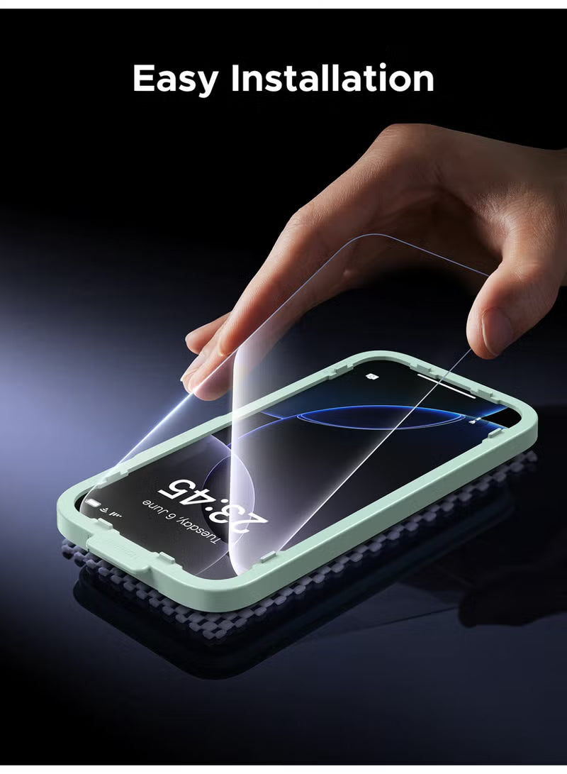 2-Pack for iPhone 17 Pro Screen Protector, 9H Hardness, Military-grade Shockproof, Ultra HD Clear Tempered-Glass with Easy Installation Tool, Anti-Fingerprint, Scratch Resistant, Case Friendly -