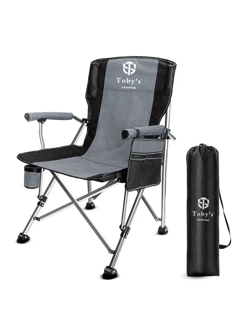 Toby’s Camping Chair-08 Grey Heavy-Duty Folding Chair 330 lbs
