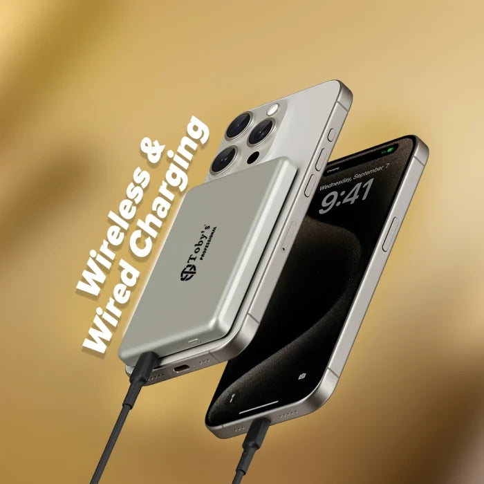 Toby’s PB-04 5000mAh Ultra-Slim Magnetic Power Bank, 15W Wireless & 20W PD with 65W Adapter and Retractable Cable