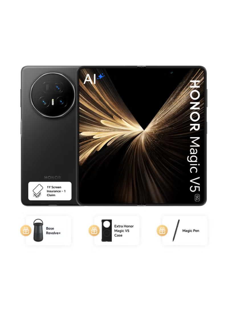 Magic V5 Dual SIM 5G Black 16GB RAM 512GB With Bose Revolve Plus Speaker+11 Magic Pen, Premium Magic V5 Case And 12 Month Screen Insurance - Middle East Version