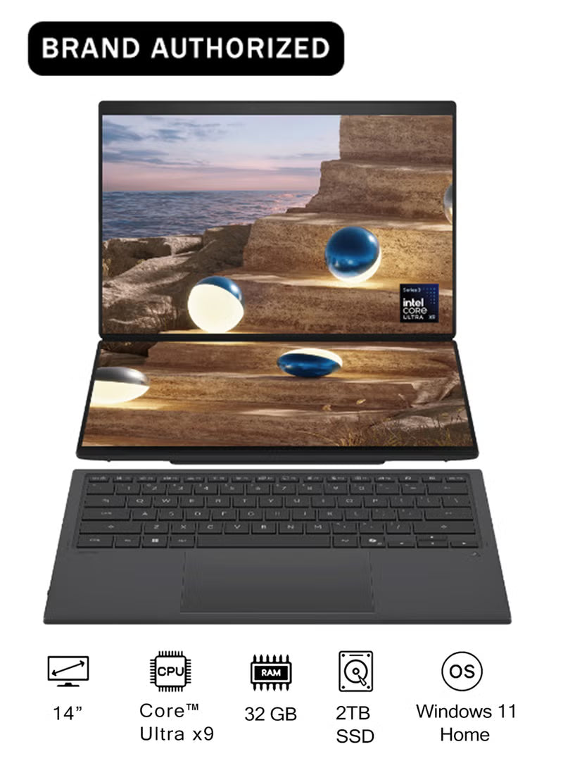 ASUS Zenbook DUO 14-Inch Laptop – Core Ultra X9 388H, 32GB RAM, 2TB SSD, Intel Arc Graphics, Windows 11 Home, Gray