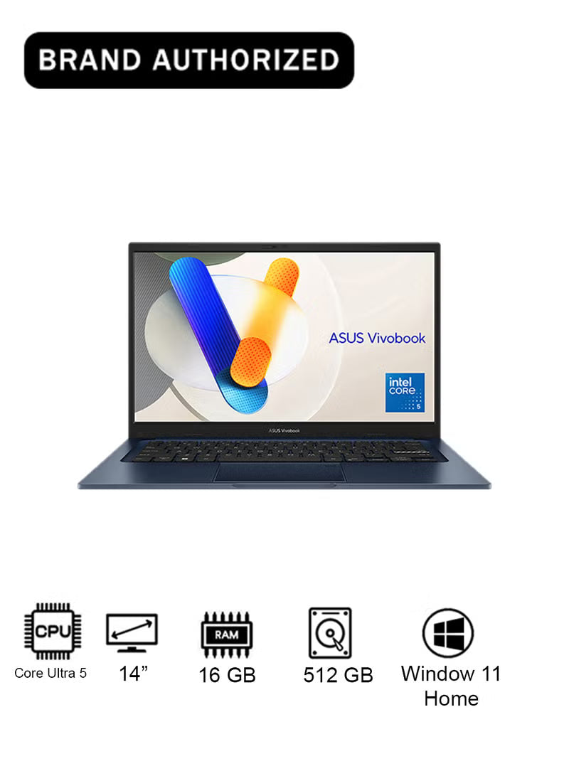 ASUS Vivobook 14 Laptop Core 5 120U 16GB RAM 512GB SSD Quiet Blue