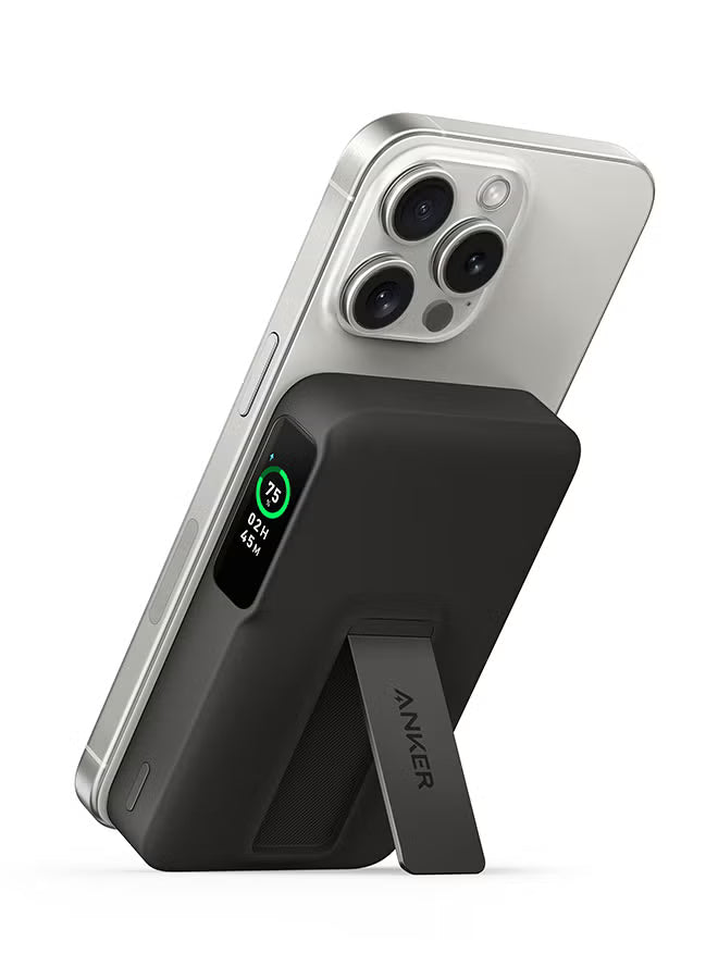 MagGo Power Bank, Qi2 Certified 15W Ultra-Fast MagSafe-Compatible Portable Charger, 10,000mAh Battery Pack with Smart Display and Foldable Stand, For iPhone 17/1615/14 Only(USB-C Cable Include)