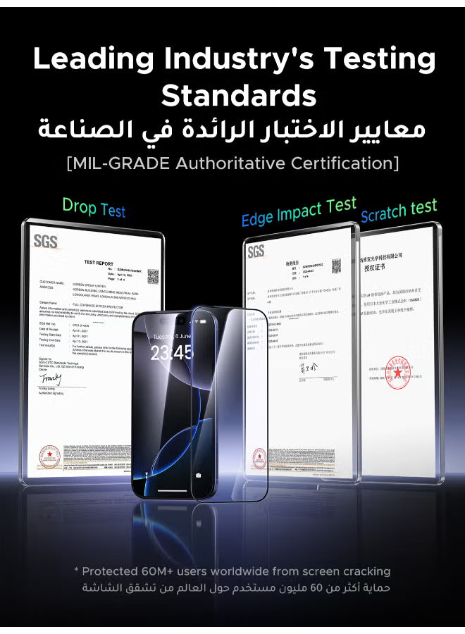 2-Pack Tempered Glass with Auto-Alignment Kit, Auto Dust, Screen Protector for iPhone 17 Pro 6.3-Inch, 9H+ Military Grade Shatterproof, iPhone17 Pro Glass Film, HD Clear, Case Friendly -