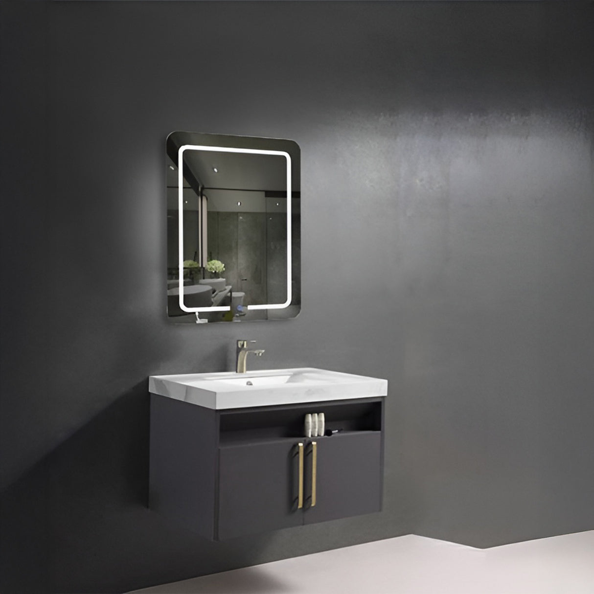 Vanity Cabinet with LED Plain Mirror