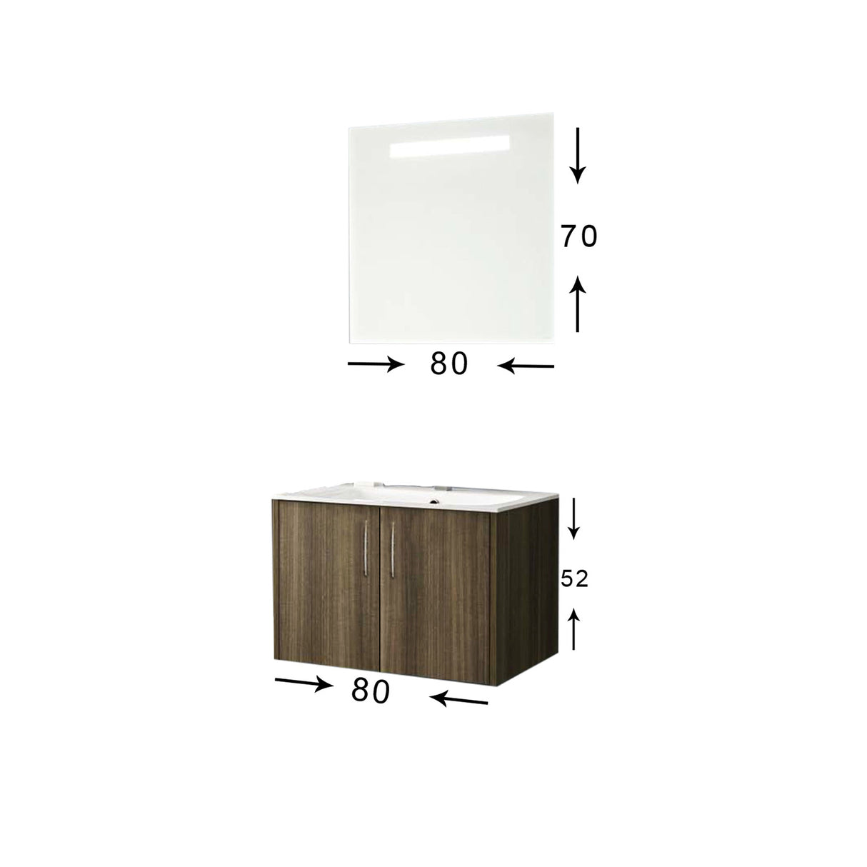 Elit 80cm Bathroom Cabinet (Anadolu Cevizi)