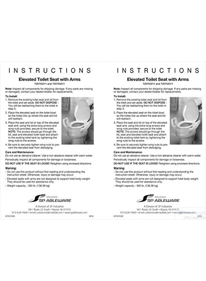 Maddak Bath Safe Elevated Toilet Seat with Arm