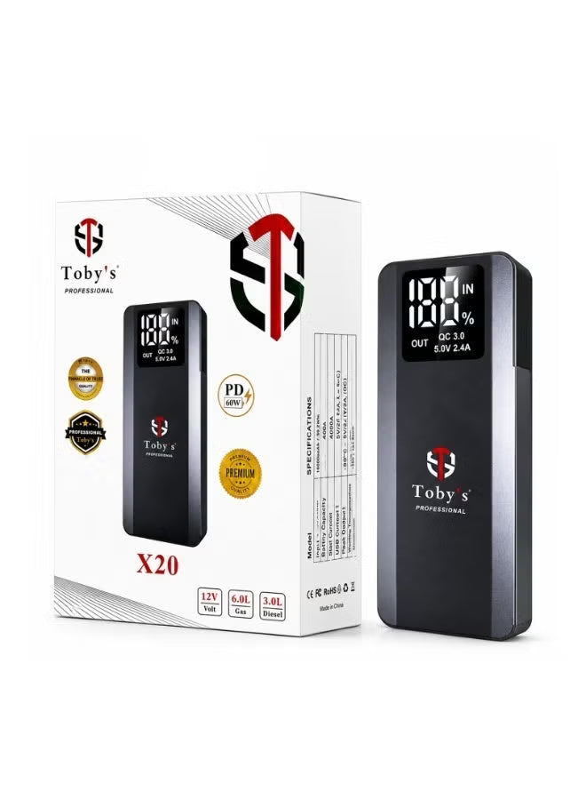 Toby’s X20 (T66 Pro) 16000mAh Car Jump Starter & 59.2Wh Power Bank