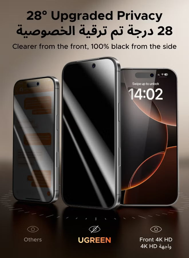 2-Pack for iPhone 17 Pro Max Privacy Screen Protector, 9H Hardness, 28° Blocks Views, Anti-spy Tempered-Glass Support Face ID with Easy Installation Tool, Case Friendly, Scratch Resistant -