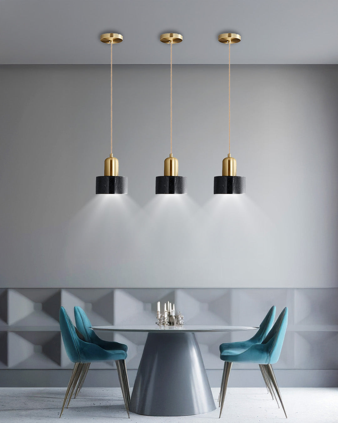 MLA6008 LED Marble Pendant Lights Metal Black D200*H130mm