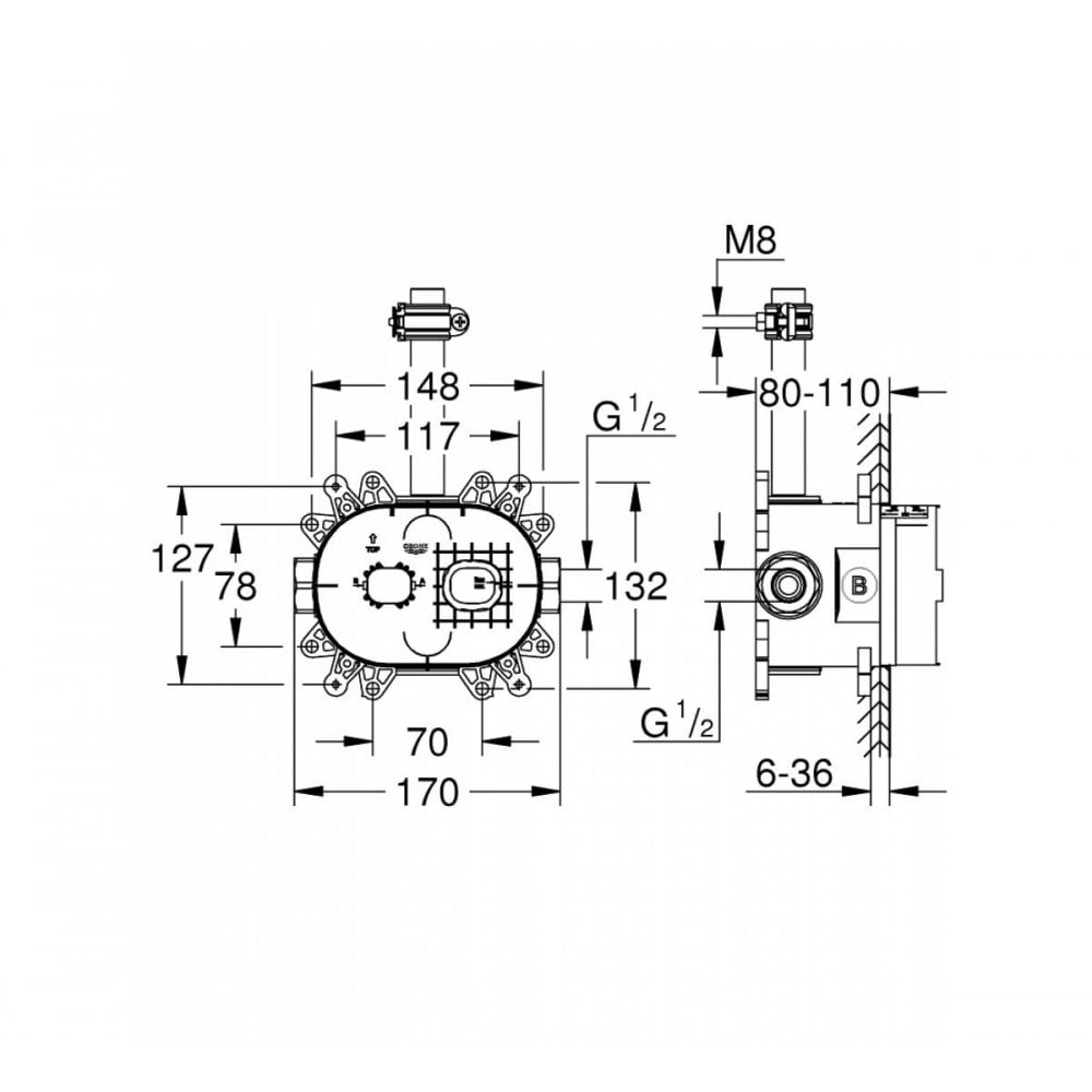 Grohe Rainshower 360 Duo Head Shower Set 360 x 220 mm
