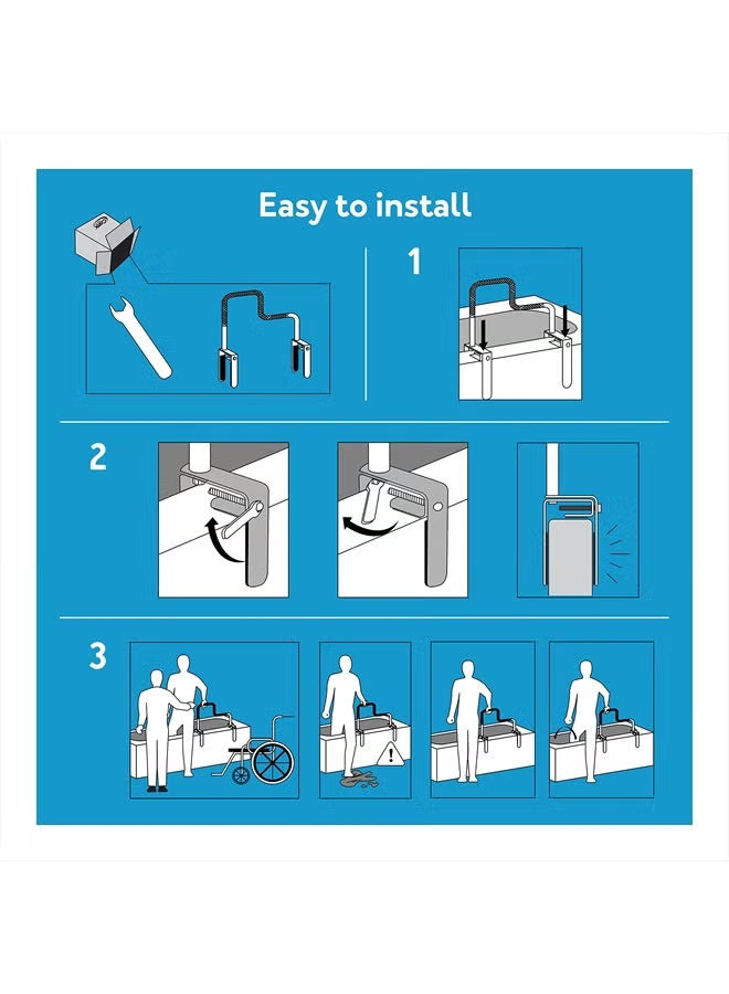 Tri-Grip Bathtub Rail with Chrome Finish