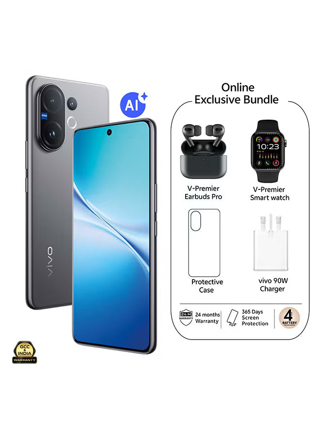 V60 AI Dual SIM 5G Mist Gray 12GB RAM 256GB With Exclusive Gifts - Earbuds Pro, Smart Watch, 90W Charger And 24 Months Warranty + 1 Year Screen Replacement - Middle East Version