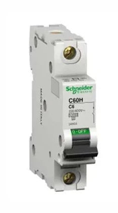 SCHNEIDER 24972, TYPE - C60H, 1 Pole 6A C Curve Miniature Circuit Breaker