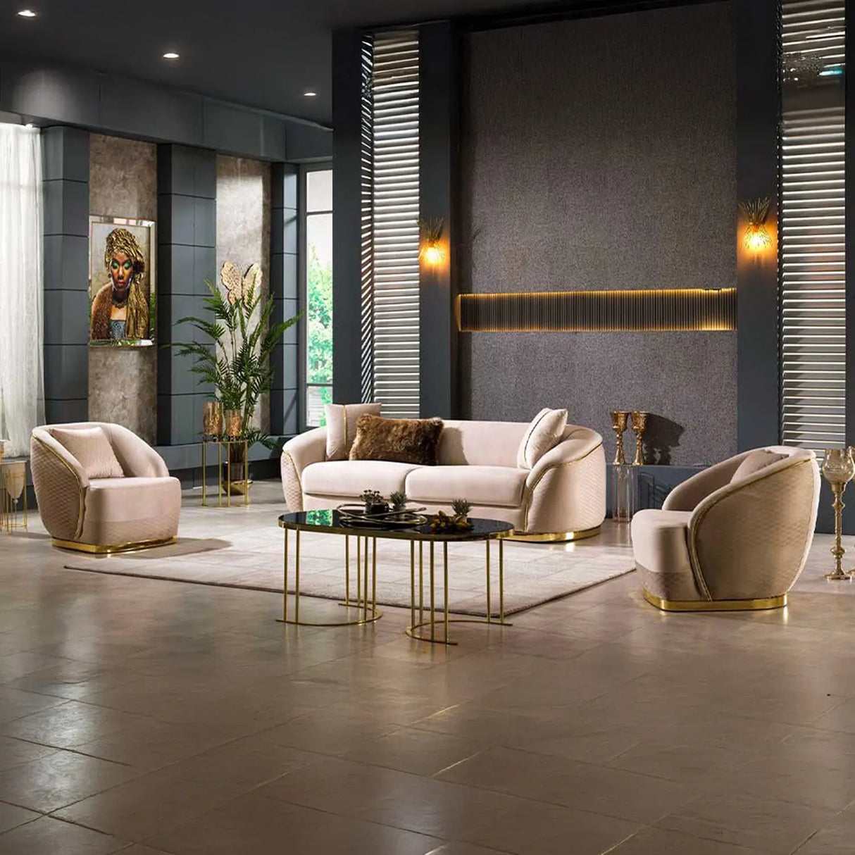 Dubai Gold Sofa Set BoB Furniture