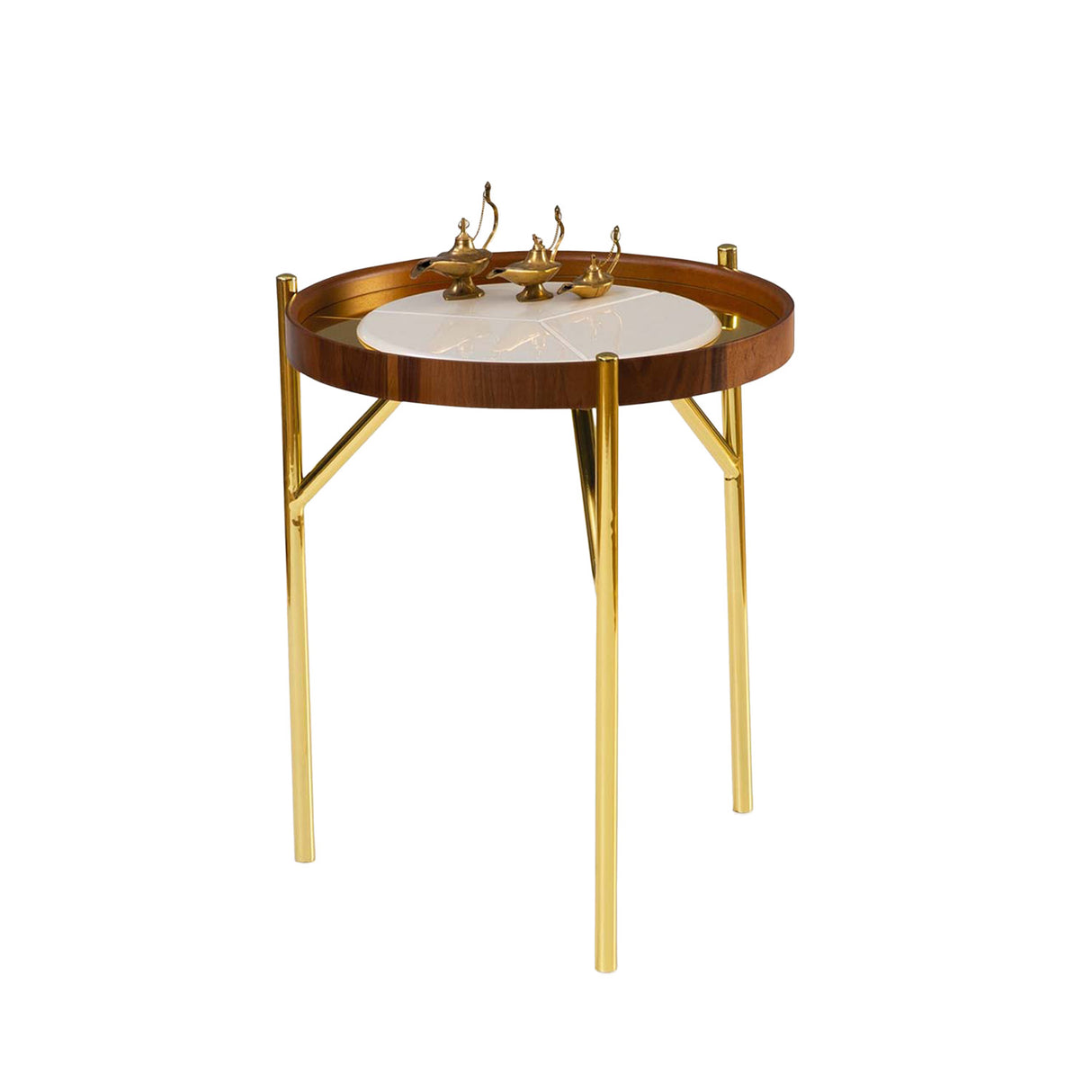 طاولة جانبية خشبية ذهبية اللون من كينزا