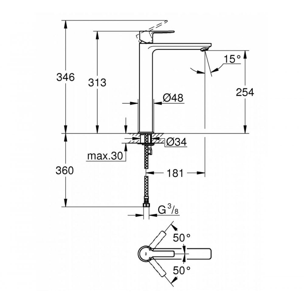 Grohe Lineare Basin Mixer XL-Size