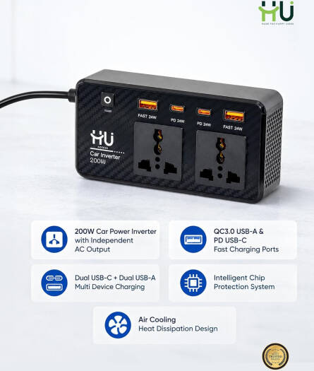 Car Inverter HAC-1048 – 360° Rotation Magnetic Phone Holder for 4.0–7.5 Inch Smartphones