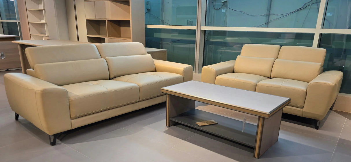 6006 Full Leather 3-Seater (Sand)
