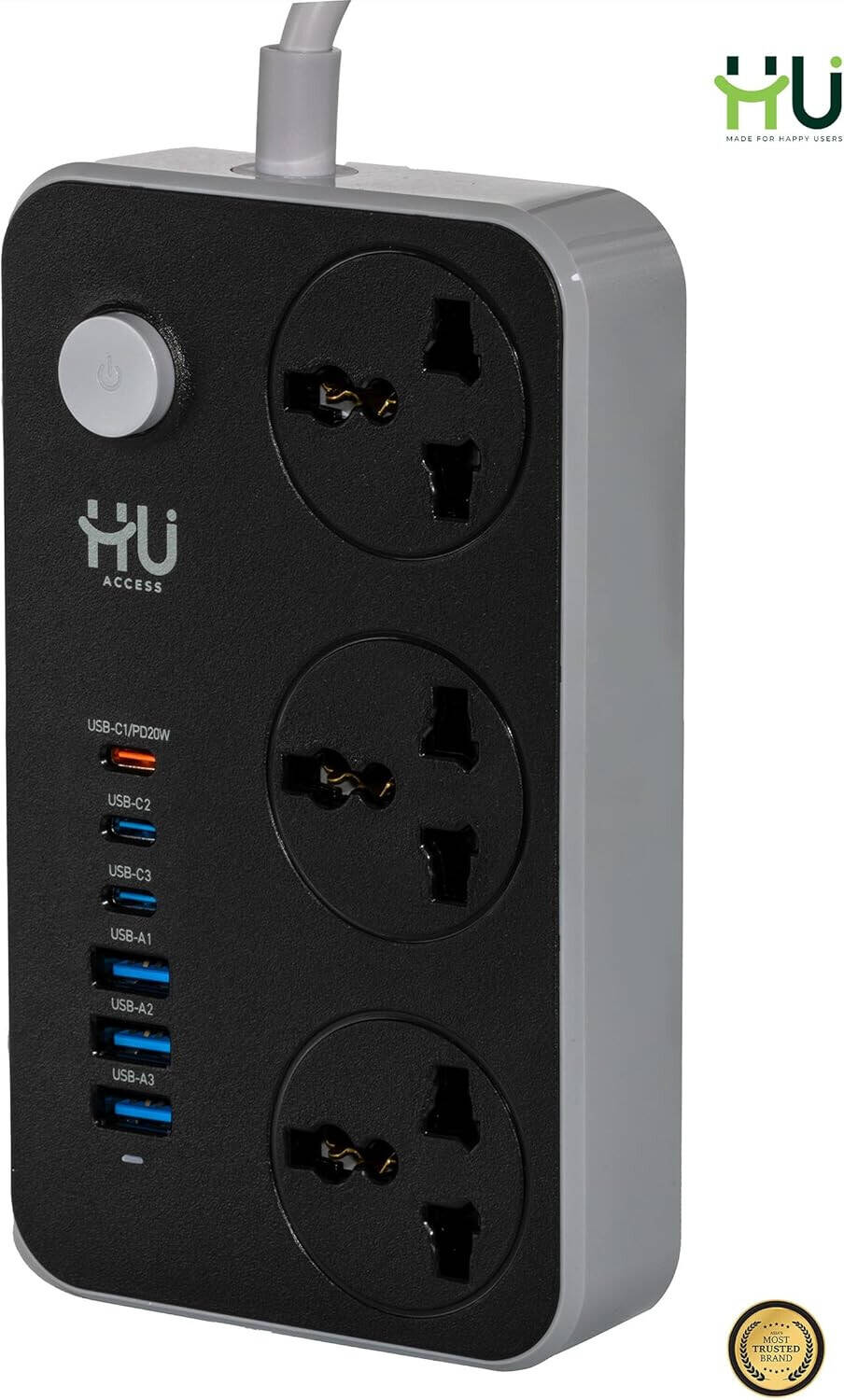 HAC-1007 Universal Power Socket 2500W with 20W USB Fast Charging HU