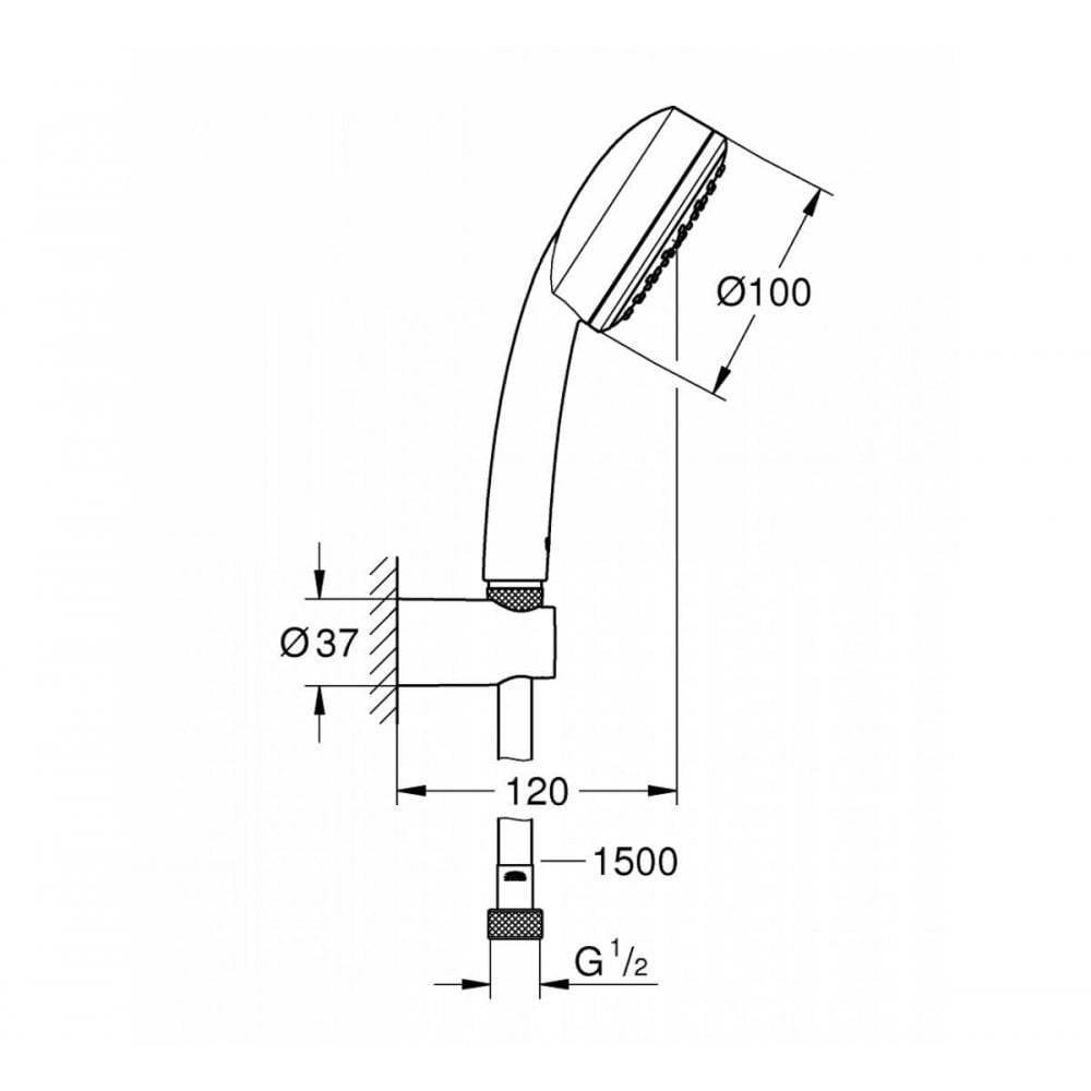 Grohe Tempesta Cosmopolitan 100 Hand Shower Set – 1 Spray