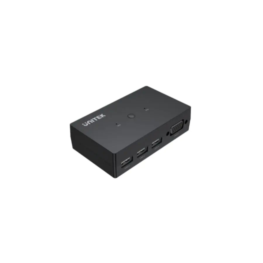 مفتاح UNITEK VGA KVM ثنائي المدخلات ومخرج واحد مع موزع USB 2.0 ثلاثي المنافذ