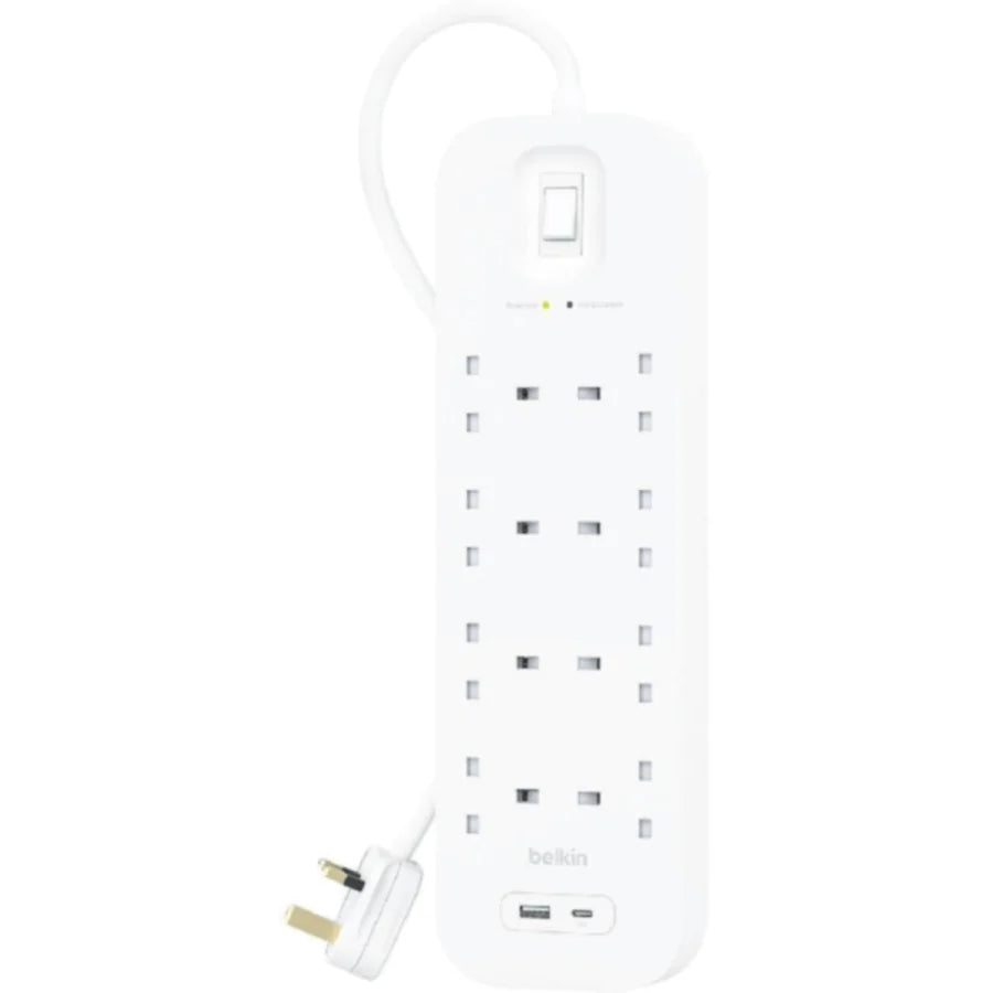 BELKIN | 8-Outlet Surge Protector 18W, Usb-A & Usb-C Ports, 2M Cord
