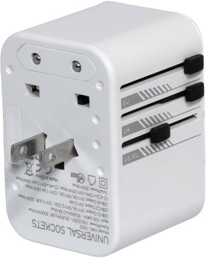 HAC-1002 HU Travel Plug Adapter 20W – White, 2000W