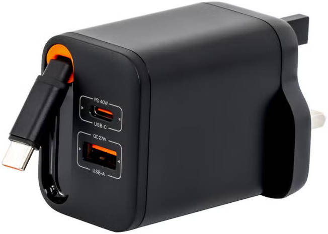 HAC-1045 GaN Fast Charger, 40W with 3 Ports & UK Plug