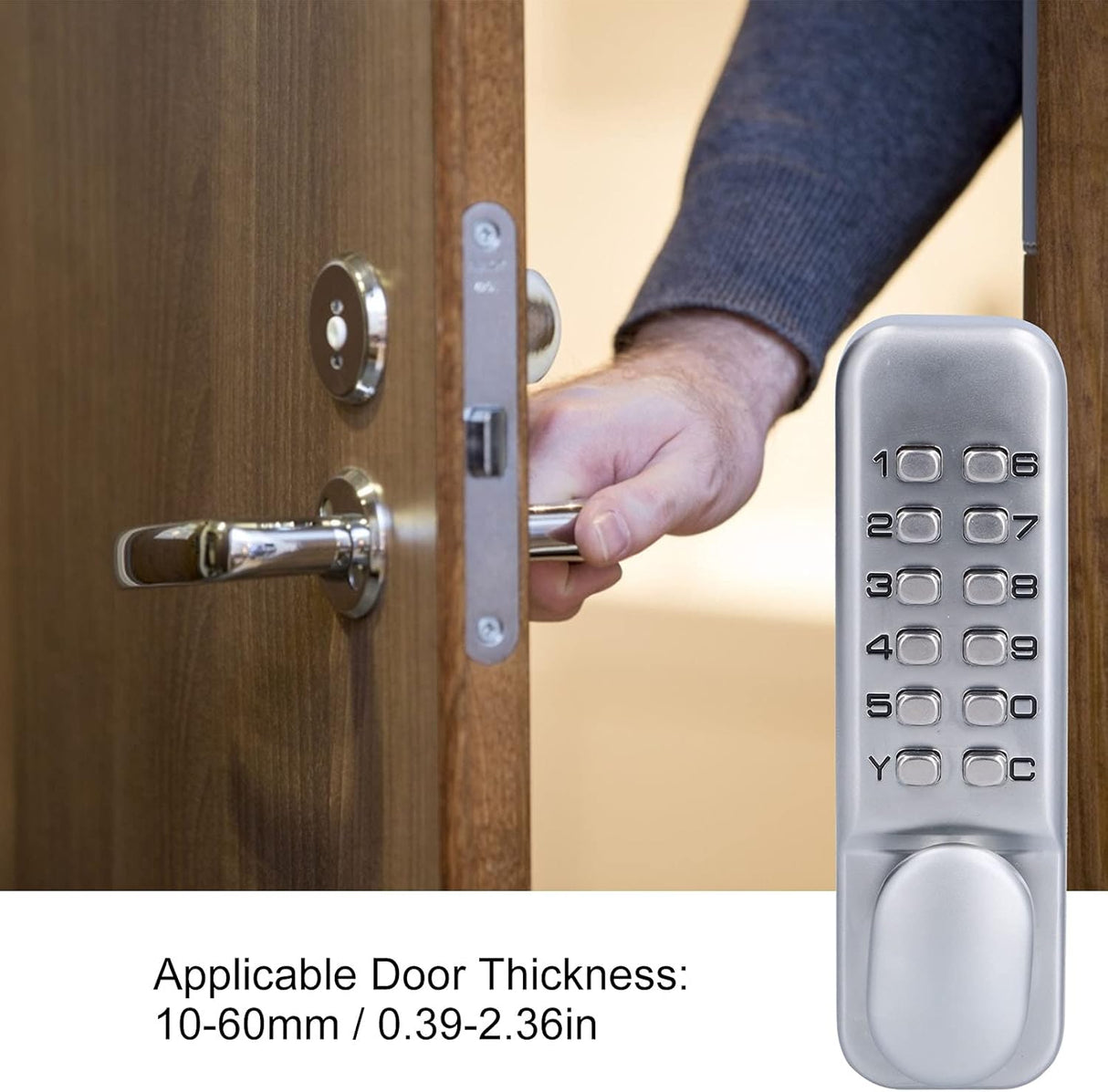 QIVINE Mechanical Keyless Door Lock, Mechanical Deadbolt Combination Keypad Lock, Anti-Theft Code Security Lock for Bidirectional Gates, Glass Doors & Wooden Doors